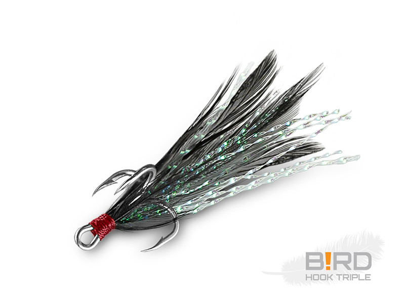 Ancore Delphin B!RD Hook Triple, Negru, 3buc/plic