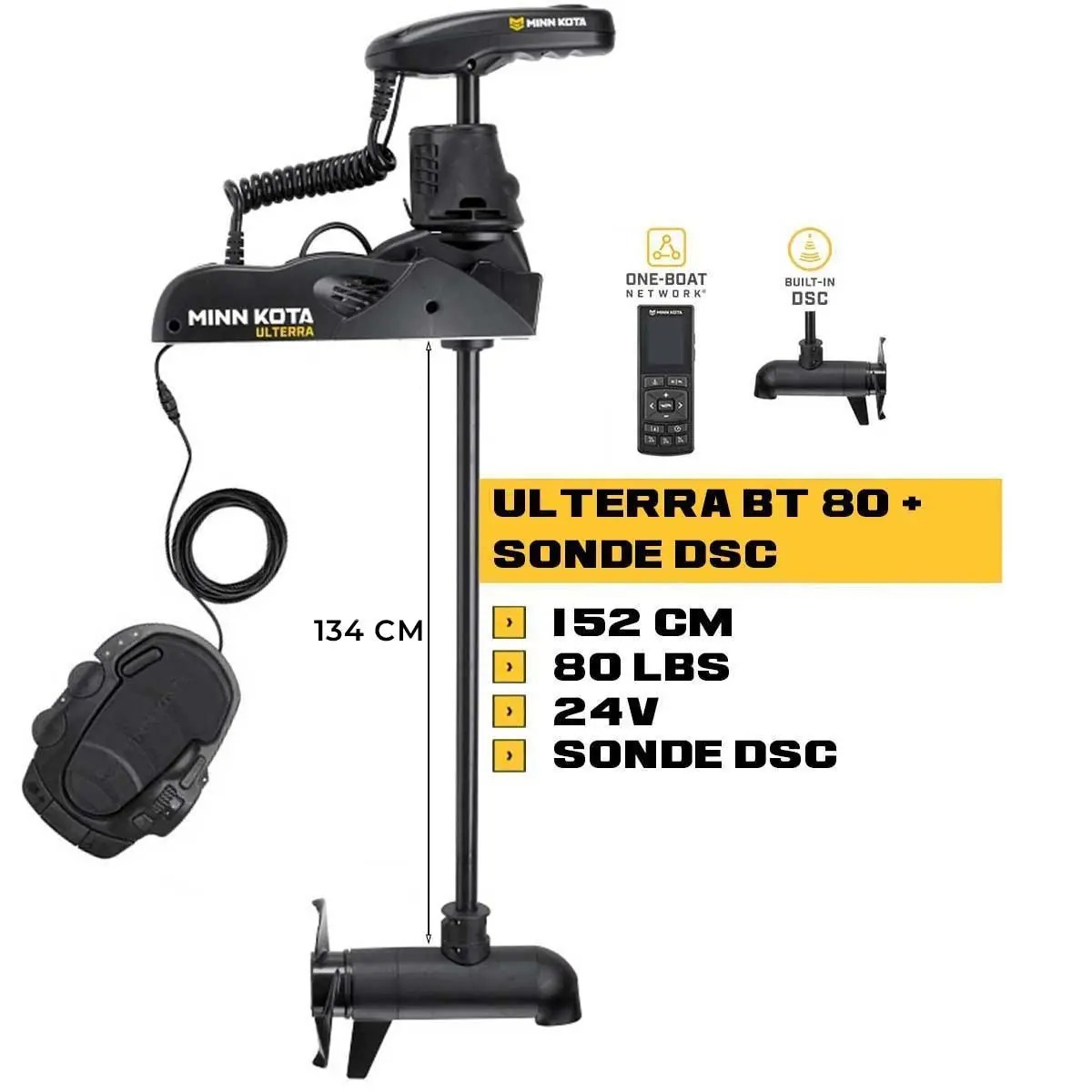Minn Kota Ulterra BT 80 Lbs GPS ,24V, 152 cm– Motor Electric cu Sonda Sonar Integrata DSC