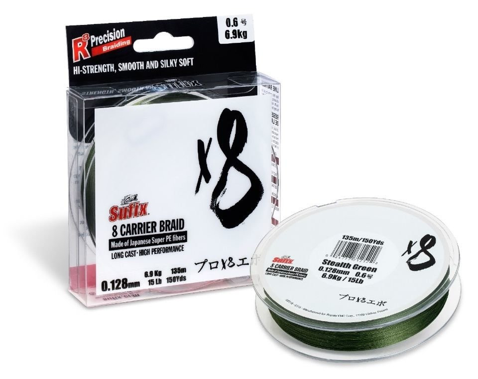 Fir Textil Sufix X8 PE Braided Cord, Stealth Green, 135m