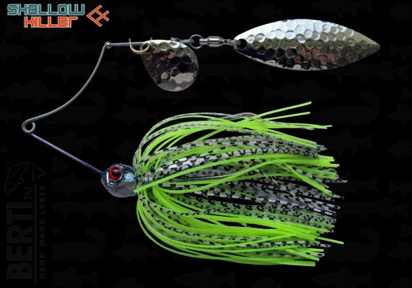 Spinnerbait Berti Shallow Killer Colorado Salcie, Alb/Negru/Chartreuse, 11g