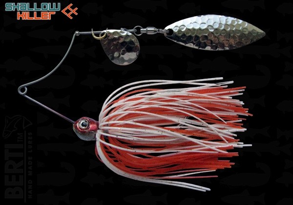 Spinnerbait Berti Shallow Killer Colorado Salcie, Alb/Rosu, 11g