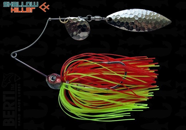Spinnerbait Berti Shallow Killer Colorado Salcie, Rosu/Chartreuse, 11g