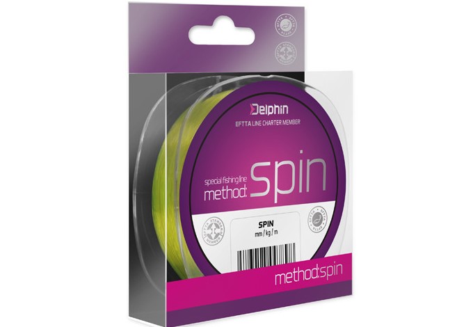 Fir Monofilament Delphin FIN Method SPIN Inflexibile, Galben Fluo, 150m,200m,300m