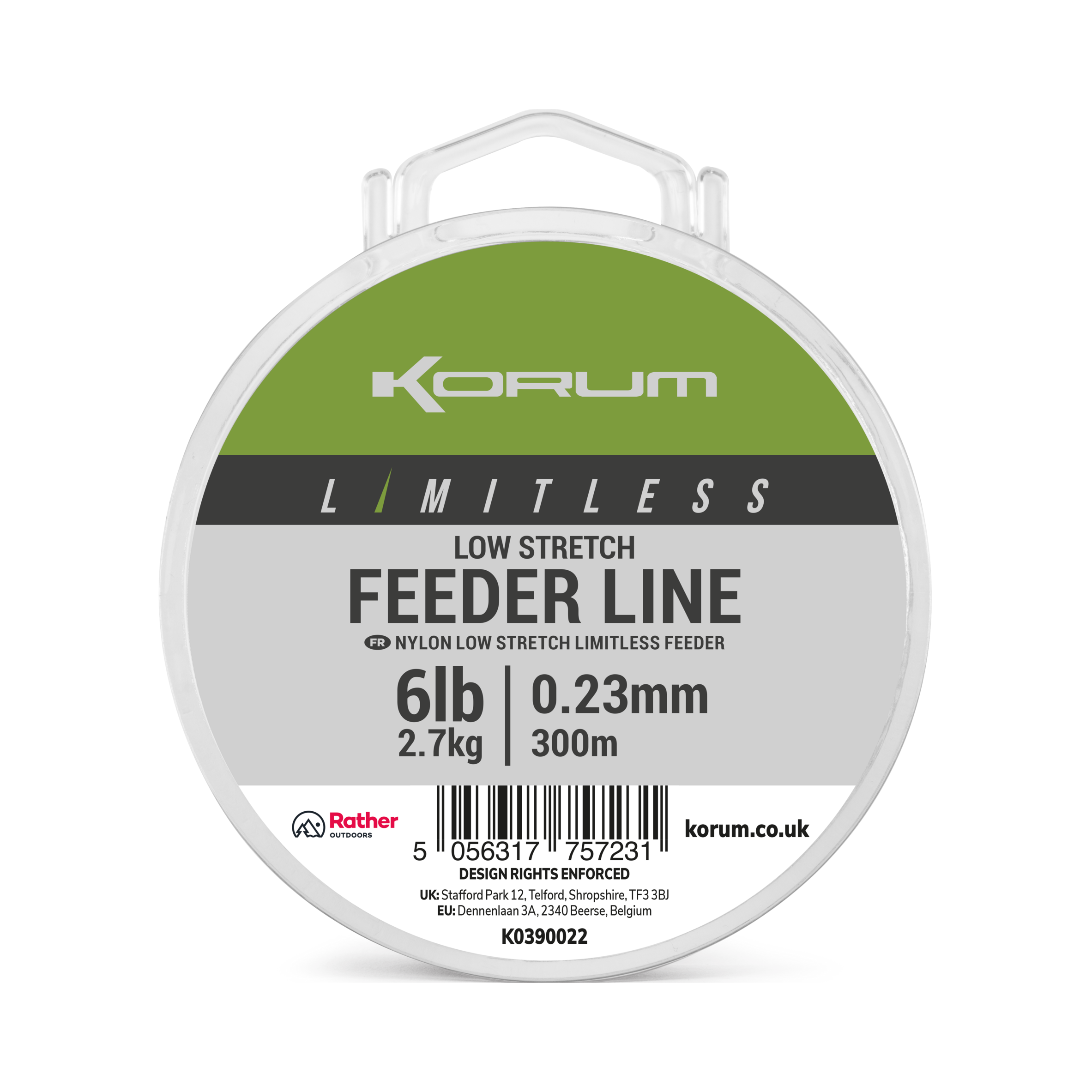 Fir Monofilament Korum Limitless Low Stretch Feeder Line, 0.23mm,2.7kg,300m