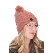 Caciula Dama Fox Knitted Bobble Hat – Dusty Pink, Captuseala Fleece