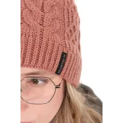 Caciula Dama Fox Knitted Bobble Hat – Dusty Pink, Captuseala Fleece