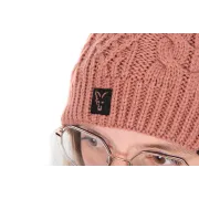 Caciula Dama Fox Knitted Bobble Hat – Dusty Pink, Captuseala Fleece