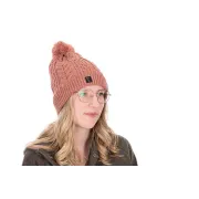 Caciula Dama Fox Knitted Bobble Hat – Dusty Pink, Captuseala Fleece