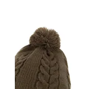 Caciula Fox Khaki Knitted Bobble Hat – Captuseala Fleece, Marime Universala