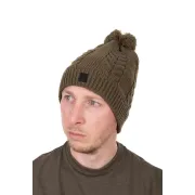 Caciula Fox Khaki Knitted Bobble Hat – Captuseala Fleece, Marime Universala