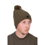 Caciula Fox Khaki Knitted Bobble Hat – Captuseala Fleece, Marime Universala