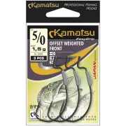 Carlige Kamatsu Offset Weighted Rear Black Nickel Ringed ,Lestat, 3buc/plic