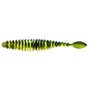 Shaduri Magic Trout T-Worm P-Tail Chilli-Cheese, Neon Yellow Black, 6.5cm, 6buc/borcan