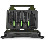 Set Avertizori_Senzori Pescuit  Korum KBI-R 3-Rod Alarm Presentation+ Statie, 3+1