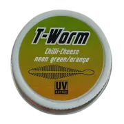 Shaduri Magic Trout T-Worm P-Tail Chilli-Cheese, Neon Green Orange, 6.5cm, 6buc/borcan