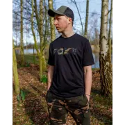 Tricou Pescuit Fox Black/Camo Logo T-Shirt