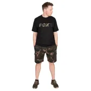 Tricou Pescuit Fox Black/Camo Logo T-Shirt