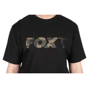 Tricou Pescuit Fox Black/Camo Logo T-Shirt