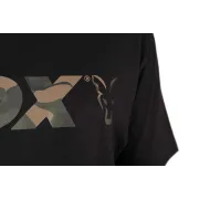 Tricou Pescuit Fox Black/Camo Logo T-Shirt