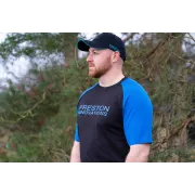 Tricou Pescuit Preston Raglan Lightweight T-Shirt, Black & Blue