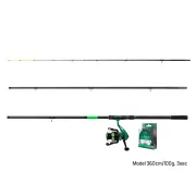 Combo Pescuit la Feeder Delphin GreenFEED, Lanseta Wasabi 3m, 100g, 3+3Buc + Mulineta Elixir 3000 + Fir Method FEED, 200m, 0.22mm