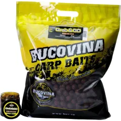 Pachet Boilies de Nadit + Boilies de Carlig Bucovina Baits Grab&Go, Solubile, 20mm, 5kg + 16-20mm, 150g