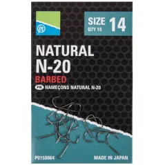 Carlige cu Micro Barbeta Preston Natural N-20, 15buc/plic