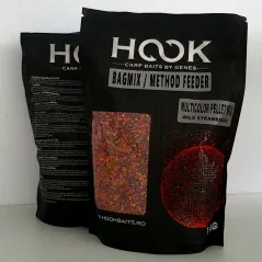 Pelete de Nadire Hookbaits MultiColor Pellet Mix, 2mm, 1kg,Wild Strawberry