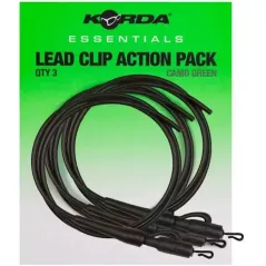 Kit Montura Plumb Pierdut Korda Essentials Lead Clip Action Pack, Camo Green