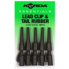 Set Clipsuri Plumb si Conuri Antitangle Korda Essentials Lead Clips & Tail Rubbers, Camo Green,5buc/plic