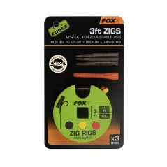 Monturi FOX Edges Zig Rigs, 3buc/disc, Nr.8 3ft - 91cm