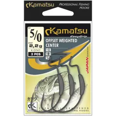 Carlige Kamatsu Offset Weighted Center Black Nickel Mesh Lestat, 3buc/plic