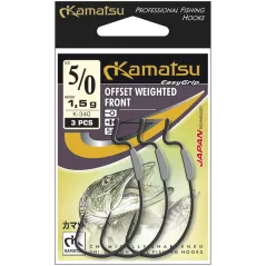 Carlige Kamatsu Offset Weighted Rear Black Nickel Ringed ,Lestat, 3buc/plic