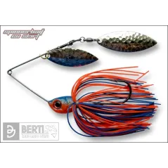 Spinnerbait cu Skirt Berti Salcie Salcie, Albastru/Portocaliu, 14g