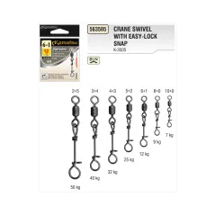 Agrafa cu Vartej Kamatsu Crane Swivel With Easy , Nikel negru, 10buc/plic