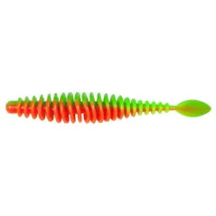 Shaduri Magic Trout T-Worm P-Tail Chilli-Cheese, Neon Green Orange, 6.5cm, 6buc/borcan