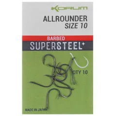 Carlige Korum Allrounder Supersteel Barbed, 10buc in plic