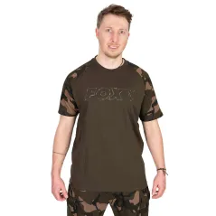 Tricou Pescuit Fox Khaki/Camo Outline T-Shirt