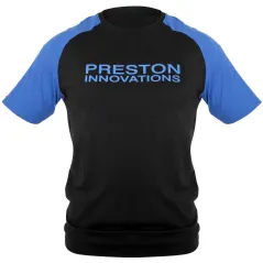 Tricou Pescuit Preston Raglan Lightweight T-Shirt, Black & Blue