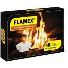 Pastile Albe Aprindere Foc Flamex ECO, Negru, 48buc/pachet