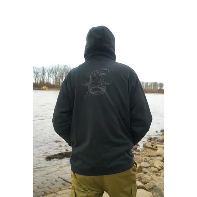 Hanorac cu Fermoar pentru Pescarii de Somn Black Zip Hoody– Black Cat