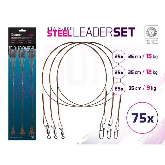 Set Strune Otel Delphin Bomb cu Vartej si Carabina, 7 Fire, 75buc/set