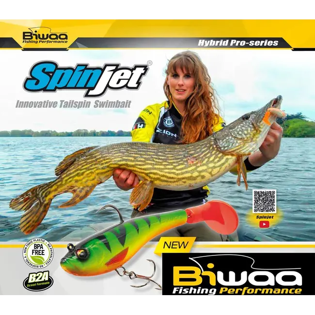 Swimbait Hibrid Biwaa Spinjet 4",Culoare Fire Tiger, 10cm, 18g