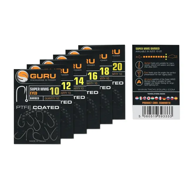 Carlige Guru Super MWG Eyed Barbed, 10buc/plic