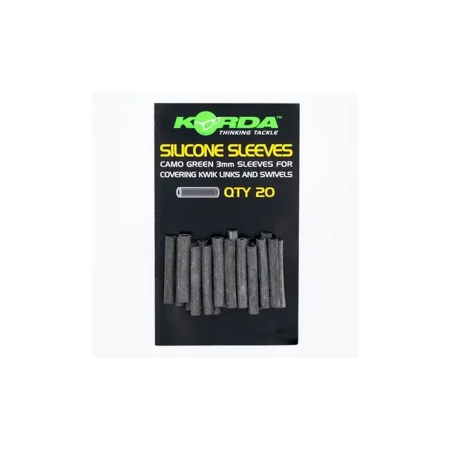 Varnis pentru Agrafa/Vartej Korda Silicone Sleeves, Camo Green, Ø=3mm, 20buc/plic