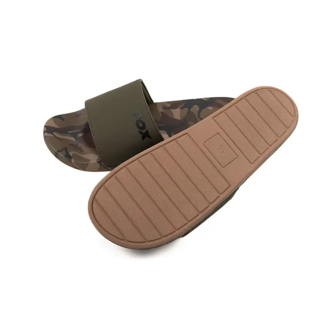 Papuci Fox Sliders Camo Khaki – Incaltaminte usoara pentru pescuit