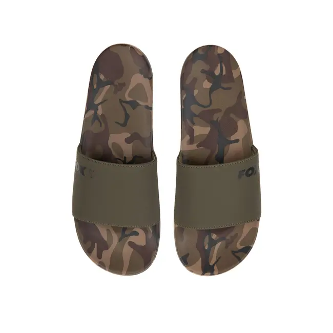 Papuci Fox Sliders Camo Khaki – Incaltaminte usoara pentru pescuit