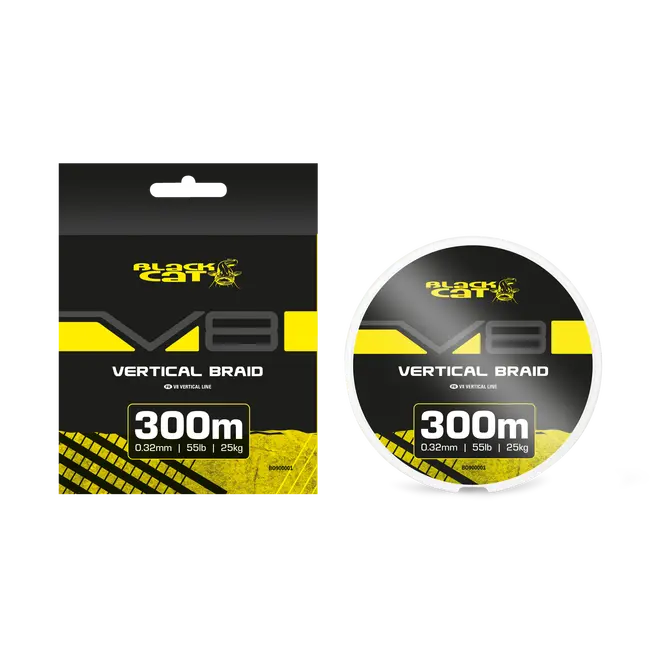 Fir Textil Somn Black Cat V8-Line – 300m, 0,32mm si 0,41mm, Pescuit Vertical