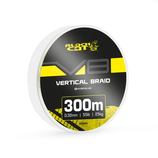 Fir Textil Somn Black Cat V8-Line – 300m, 0,32mm si 0,41mm, Pescuit Vertical