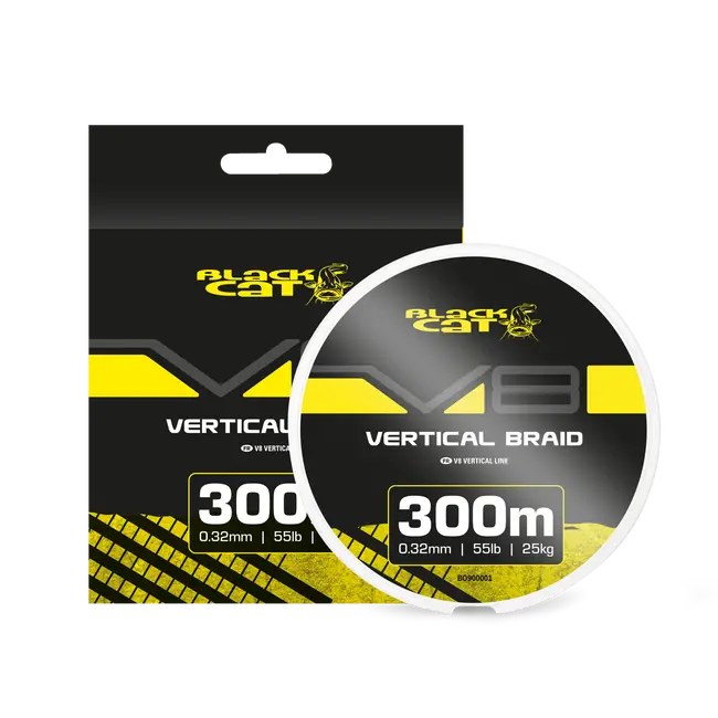 Fir Textil Somn Black Cat V8-Line – 300m, 0,32mm si 0,41mm, Pescuit Vertical